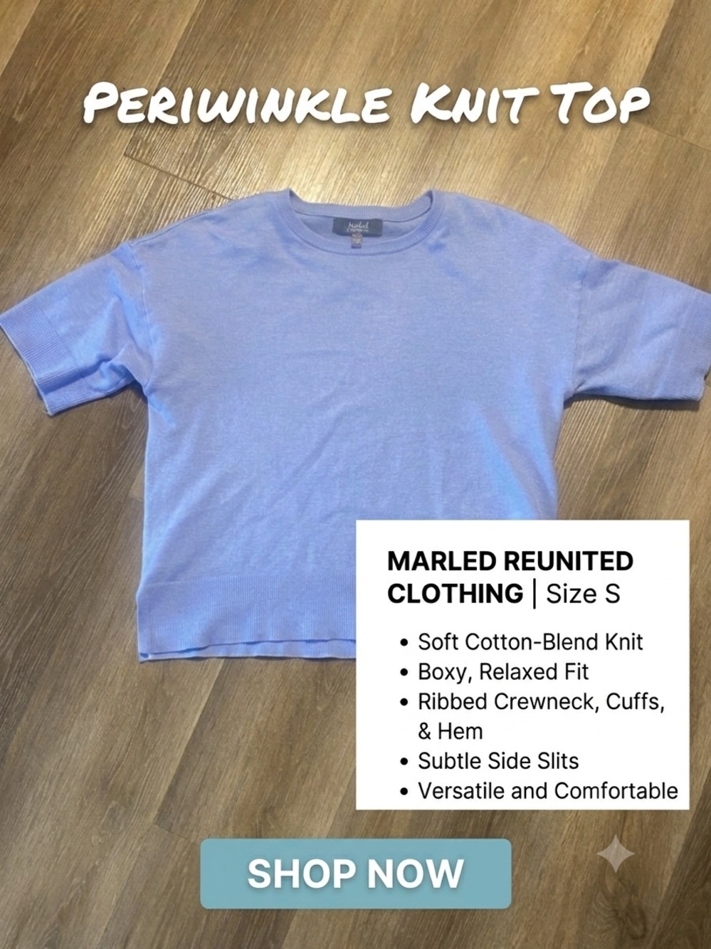 Marled Periwinkle Short-Sleeve Knit Top - Brand New